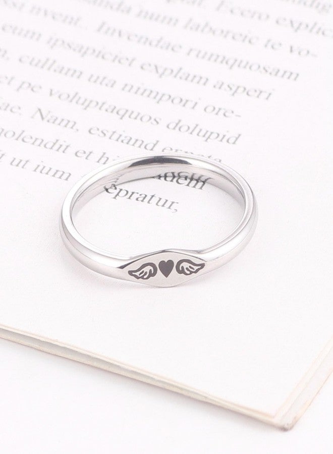 TACBSP For Memorial,Angel Wing Heart Ring,Stainless Steel Tiny Heart With Wings Ring,Missing You Forever Ring,Angel Wings Ring,Sympathy Memorial Jewelry for Loss of Loved One (sliver, 9) - Image 3